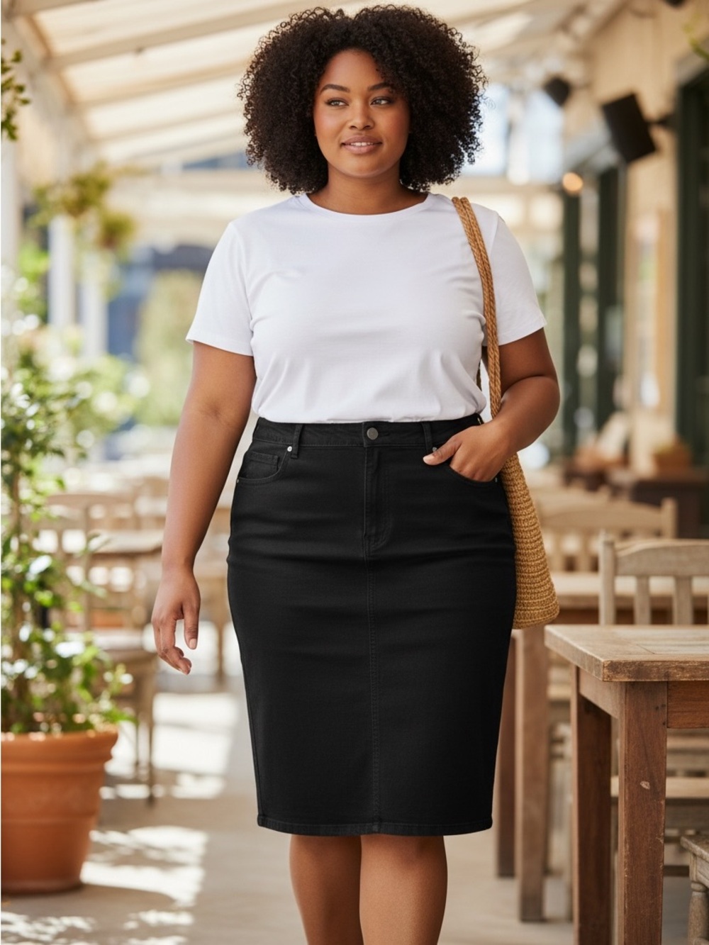 MYSTYLE plus size  Classic Black Denim Pencil Skirt size 22
